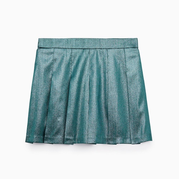 Aritzia Green Glitter Pleated Skirt Size 2 NWT - Picture 3 of 11